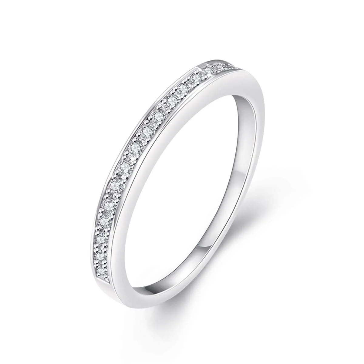 Cubic Zirconia & Silver-Plated Channel Ring