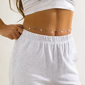 Cubic Zirconia & Silver-Plated Flower Waist Chain