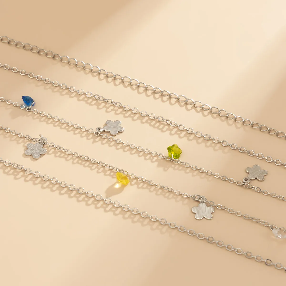 Cubic Zirconia & Silver-Plated Flower Waist Chain