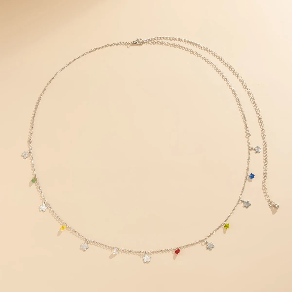 Cubic Zirconia & Silver-Plated Flower Waist Chain