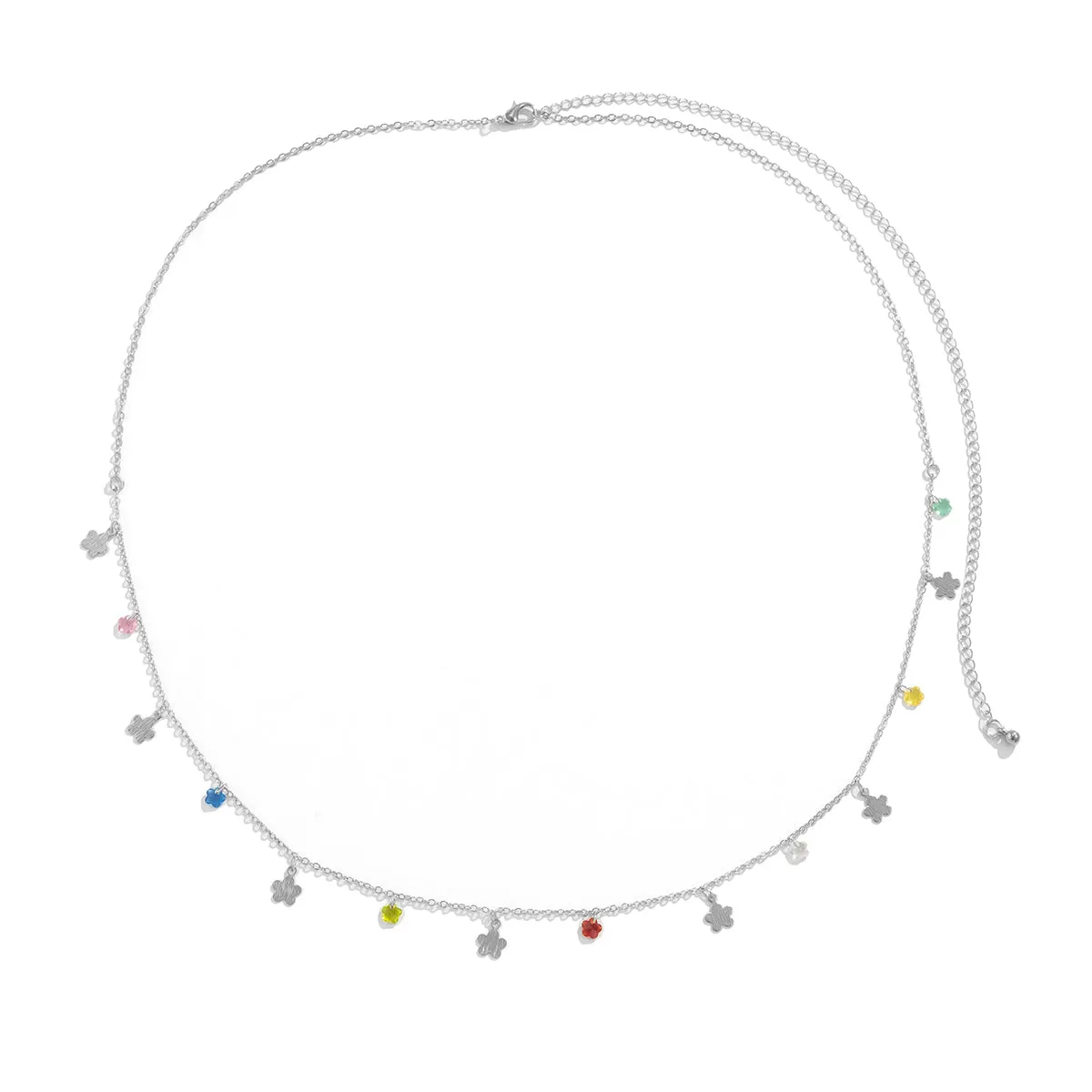 Cubic Zirconia & Silver-Plated Flower Waist Chain