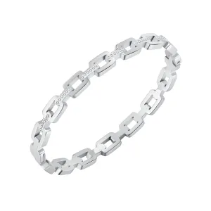 Cubic Zirconia & Silver-Plated Link Bangle
