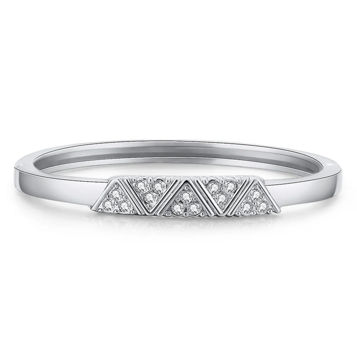 Cubic Zirconia & Silver-Plated Mountain Range Bangle