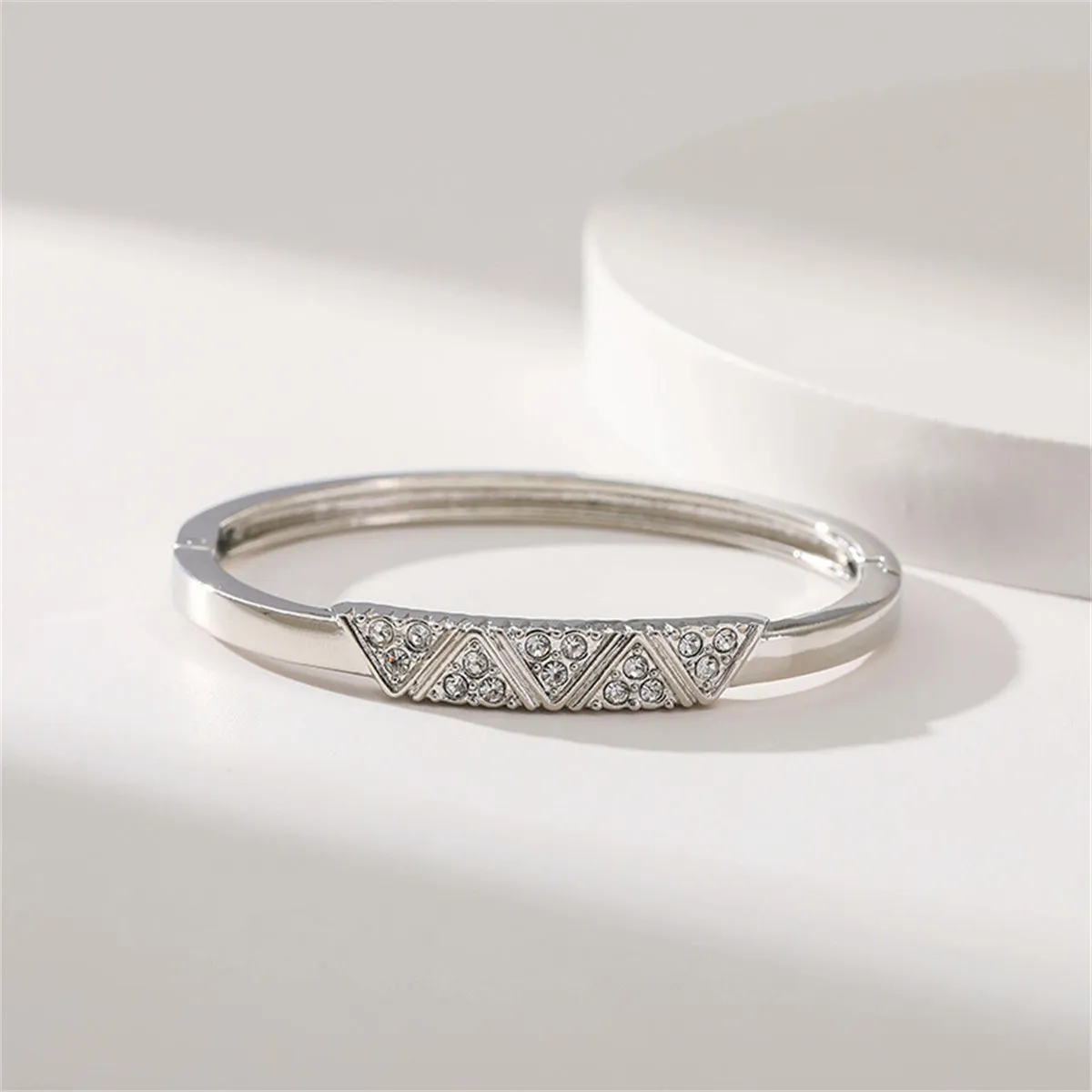 Cubic Zirconia & Silver-Plated Mountain Range Bangle