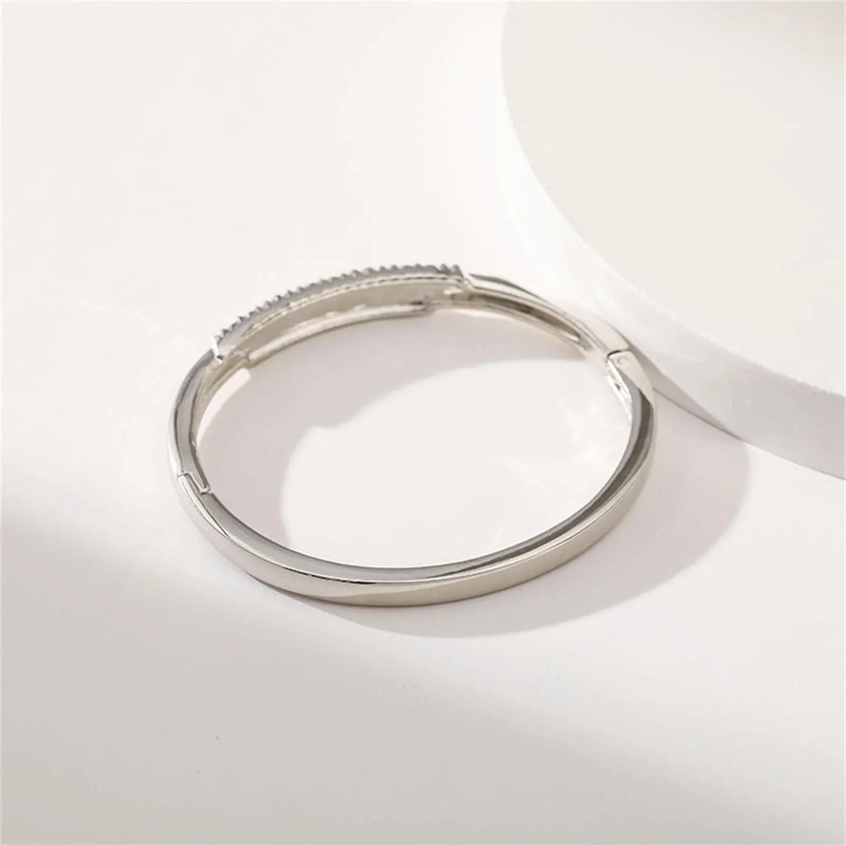 Cubic Zirconia & Silver-Plated Mountain Range Bangle
