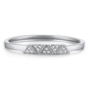Cubic Zirconia & Silver-Plated Mountain Range Bangle