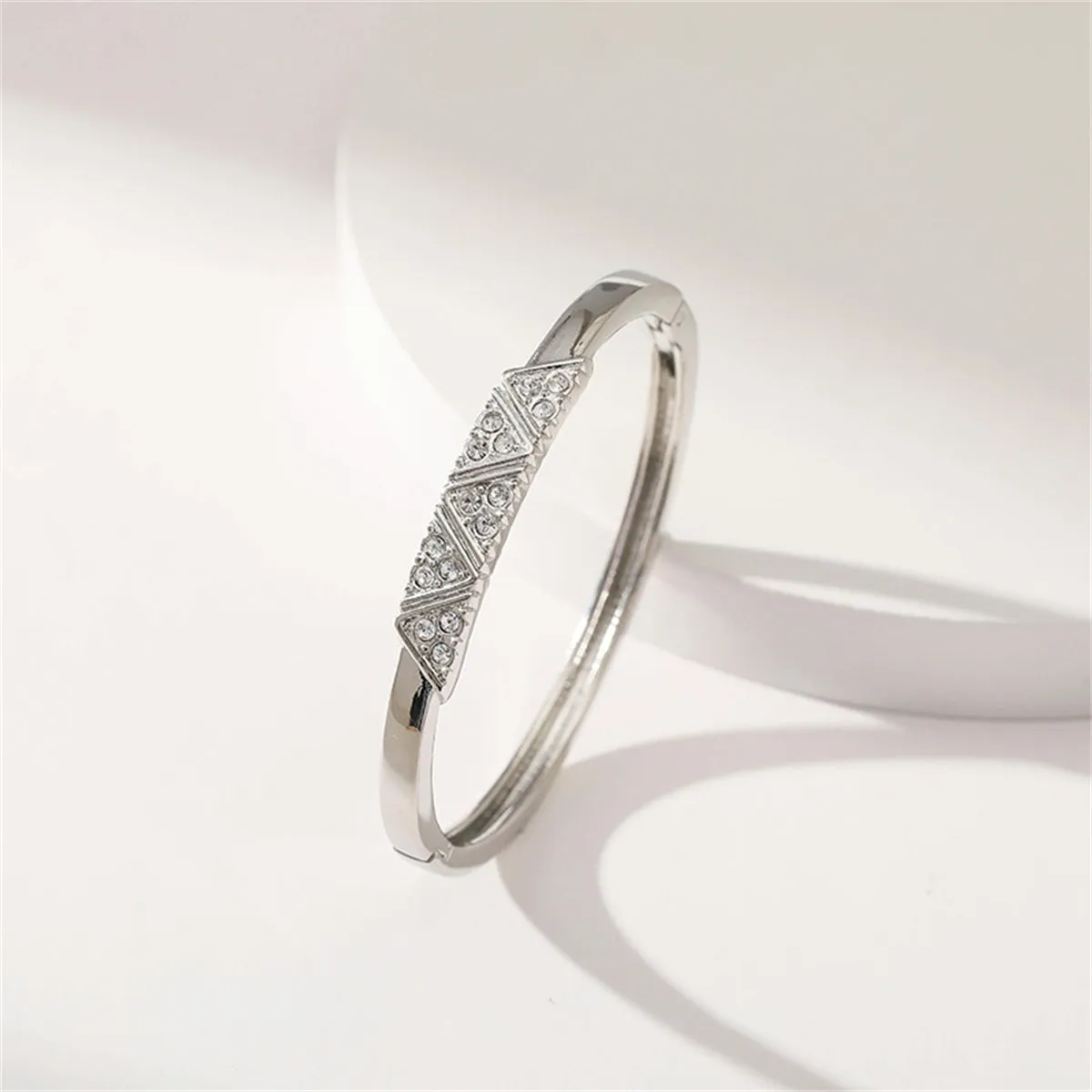 Cubic Zirconia & Silver-Plated Mountain Range Bangle