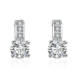 Cubic Zirconia & Silver-Plated Square Drop Earrings