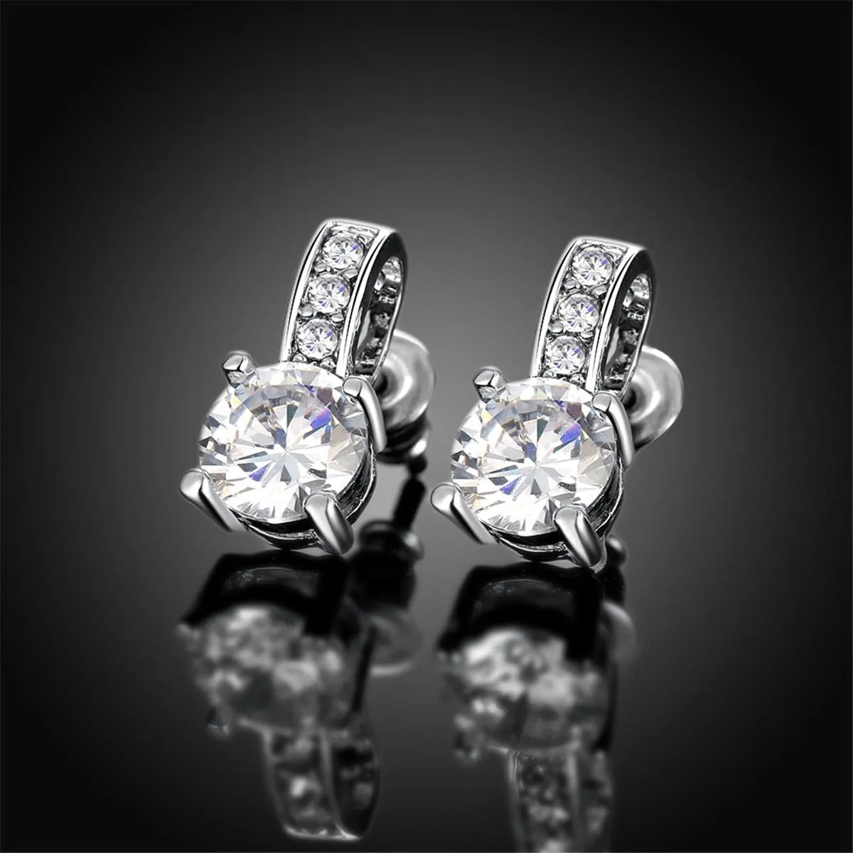 Cubic Zirconia & Silver-Plated Square Drop Earrings
