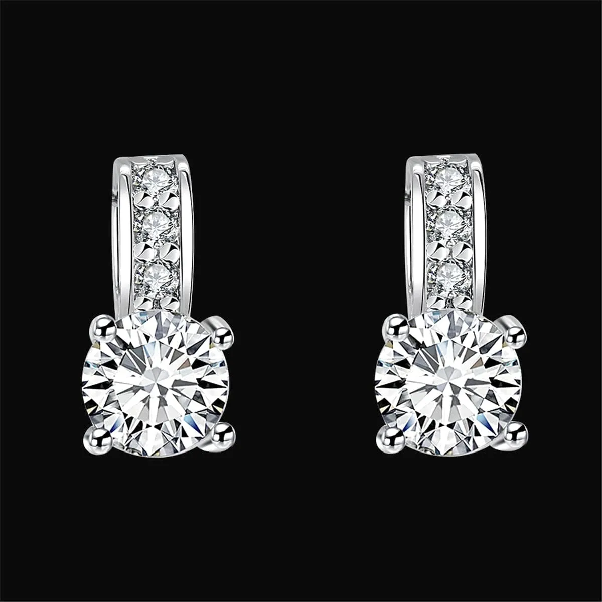 Cubic Zirconia & Silver-Plated Square Drop Earrings