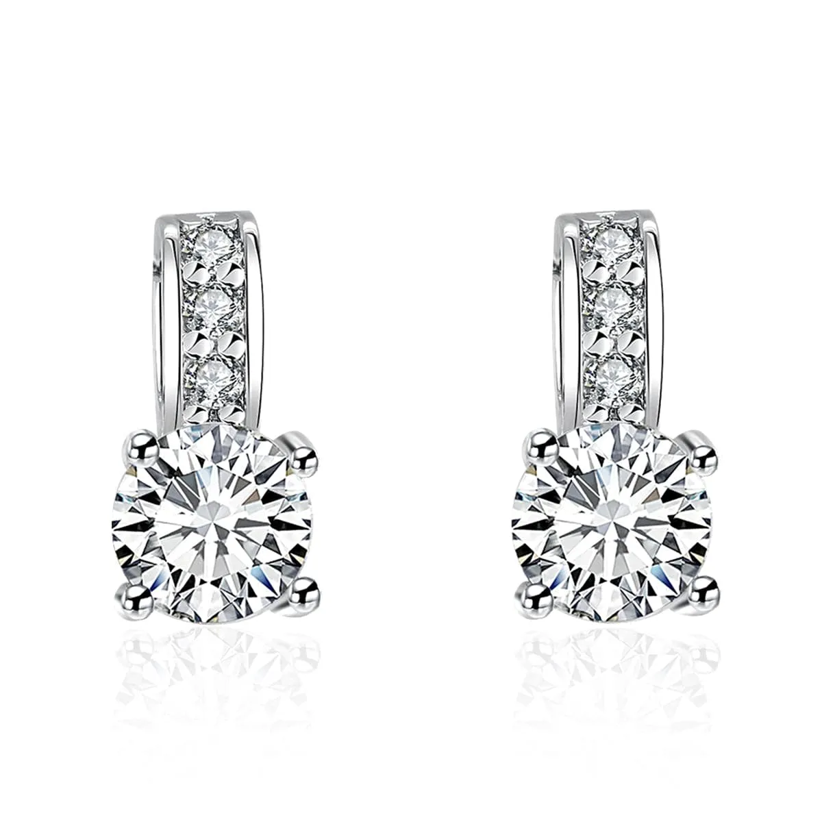Cubic Zirconia & Silver-Plated Square Drop Earrings
