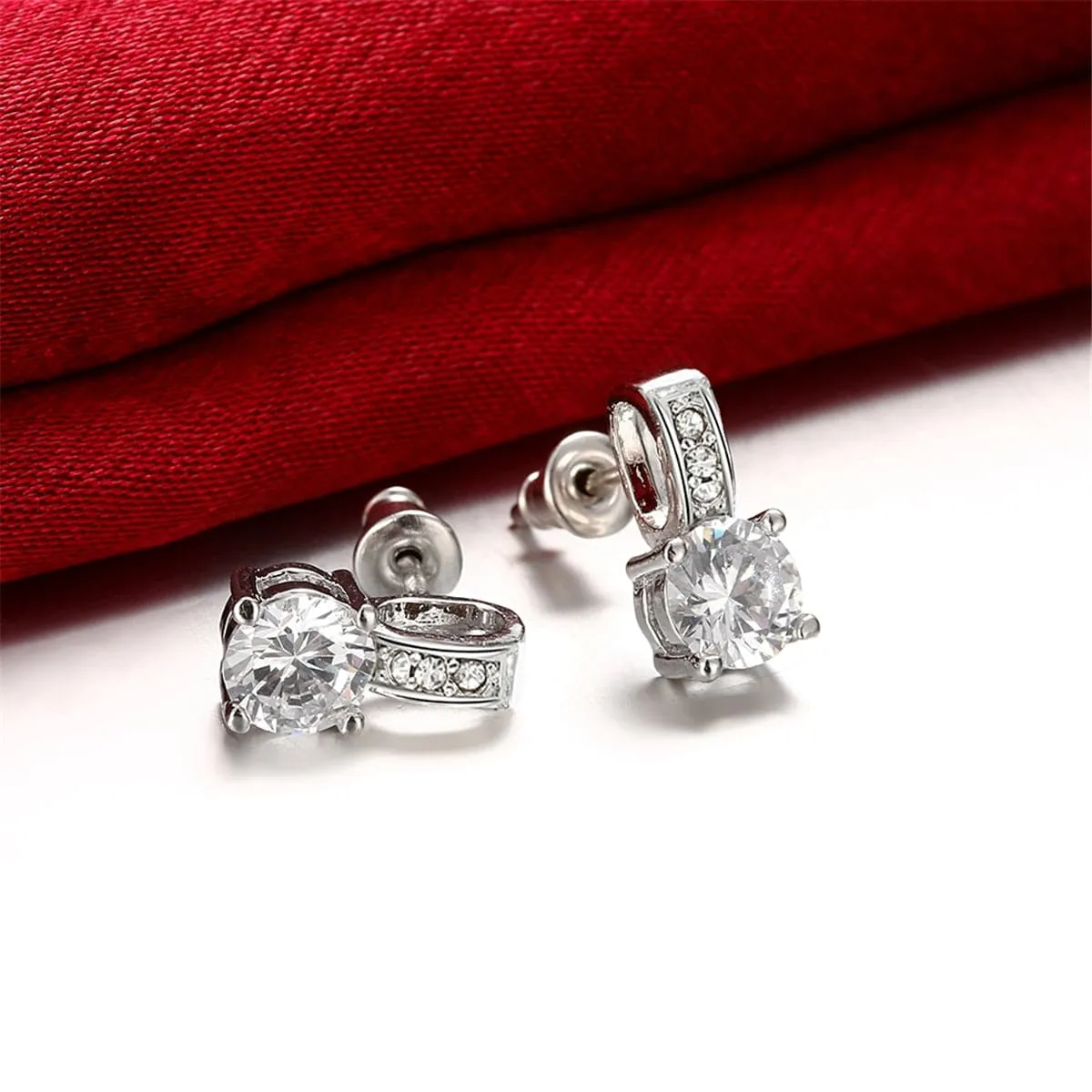 Cubic Zirconia & Silver-Plated Square Drop Earrings