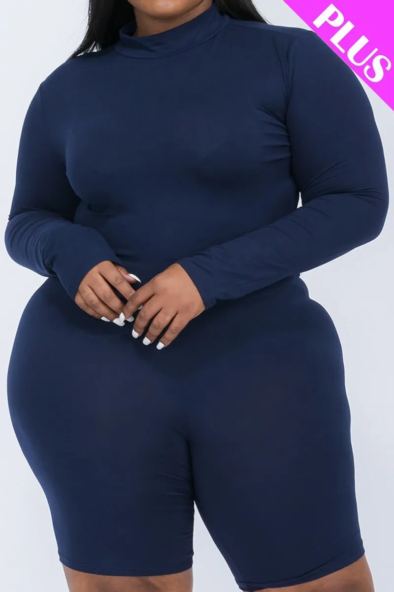 Curvy High Neck Top & Biker Shorts Set