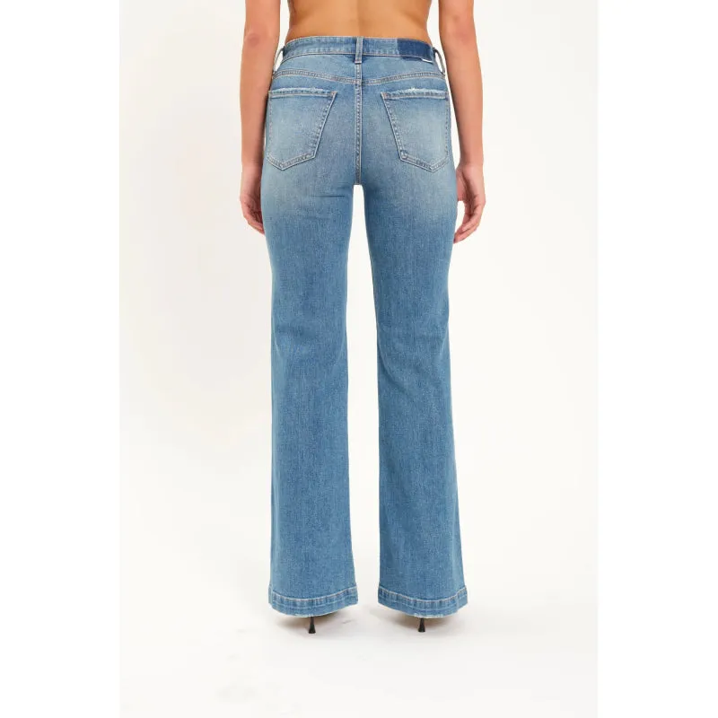 Daze Denim Heart Breaker Mid Rise Flare - Text Me