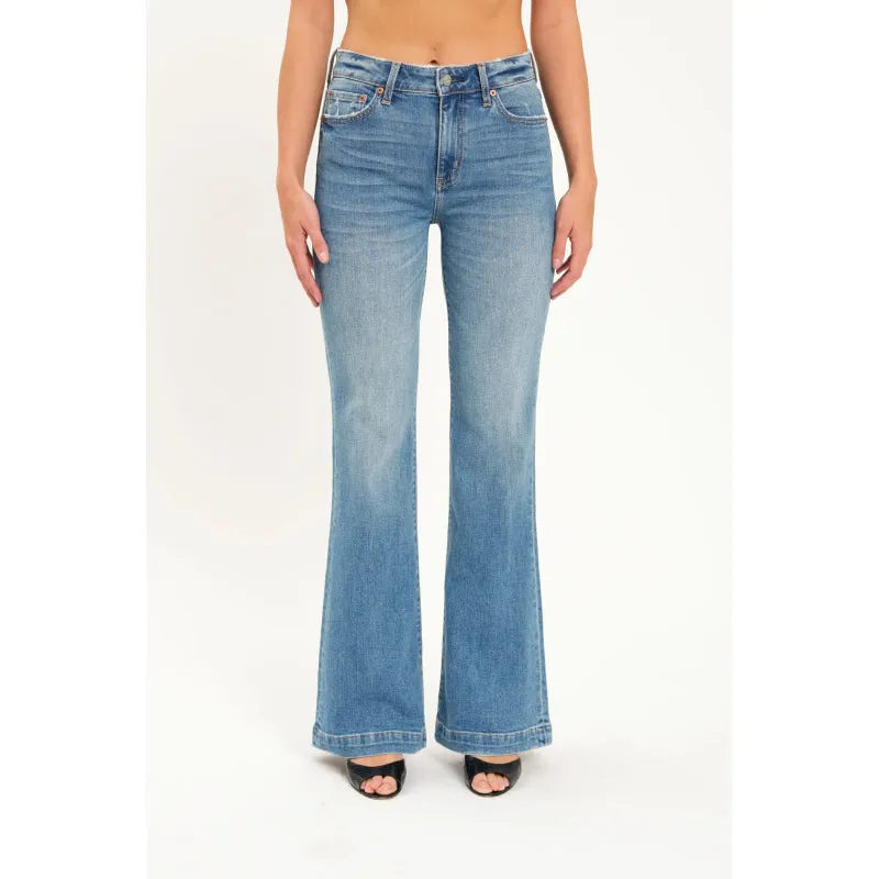 Daze Denim Heart Breaker Mid Rise Flare - Text Me
