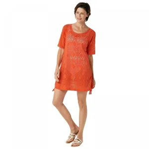 Denim & Co. Women's Knit Elbow Sleeve Open Work Beach Cover-Up