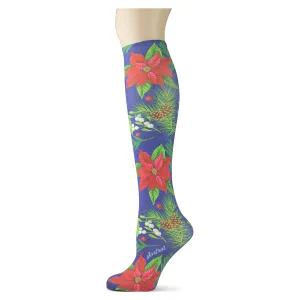 Denim Poinsettia Knee Highs