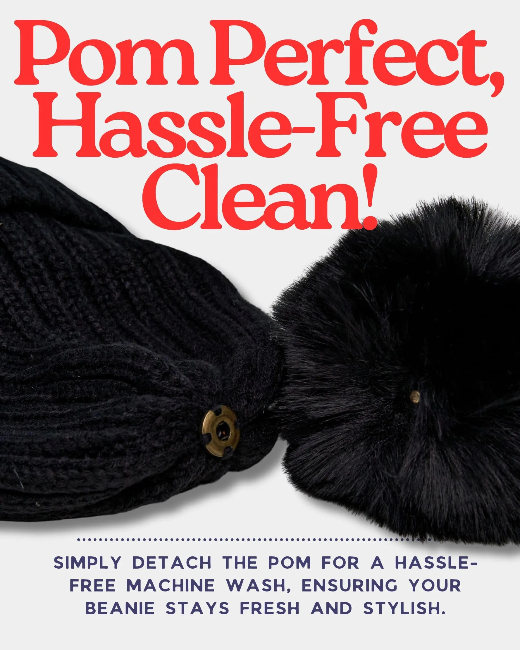 Detachable Faux Fur Pom Beanie by Funky Junque