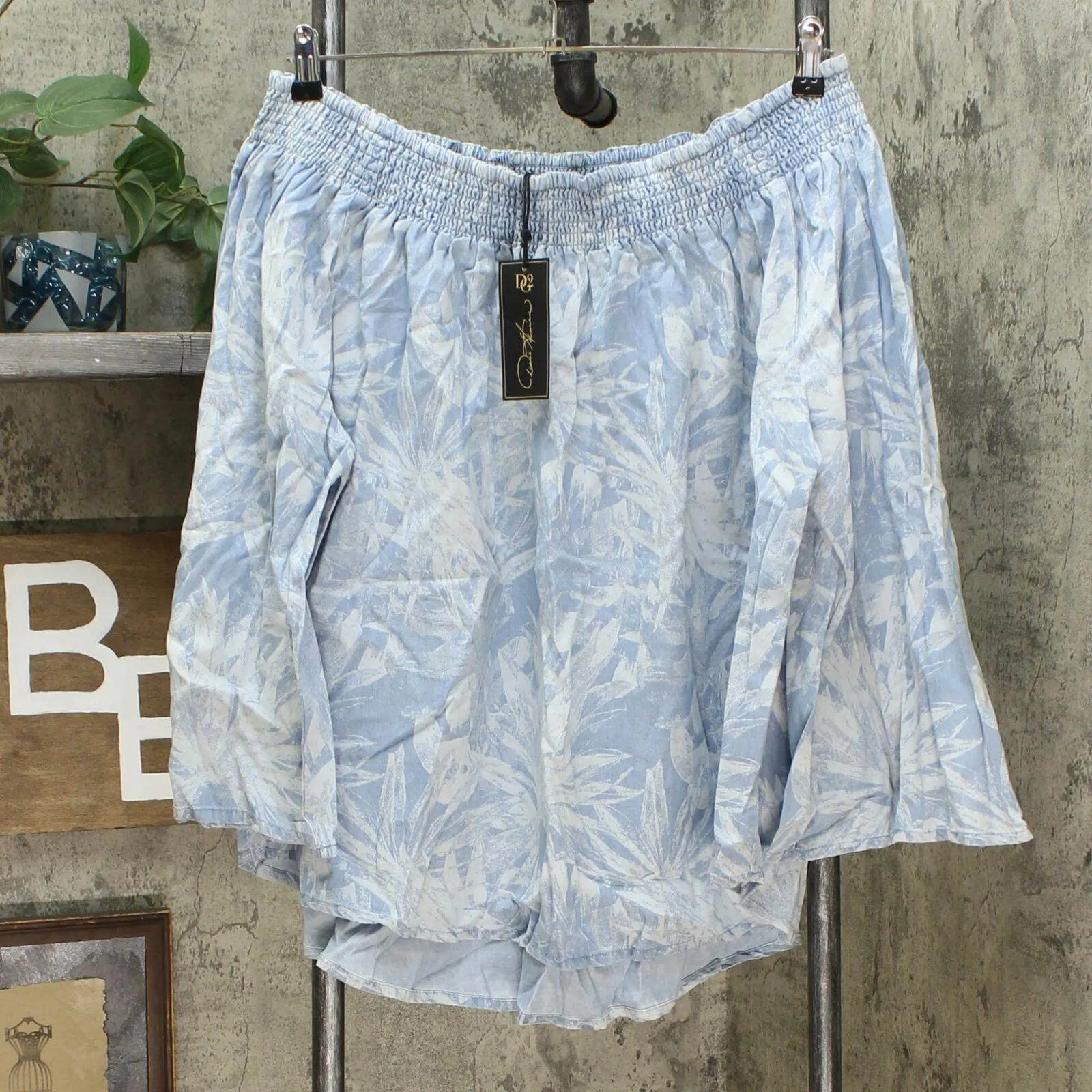 DG2 by Diane Gilman Women's Plus Size Off the Shoulder Floral SoftCell Top