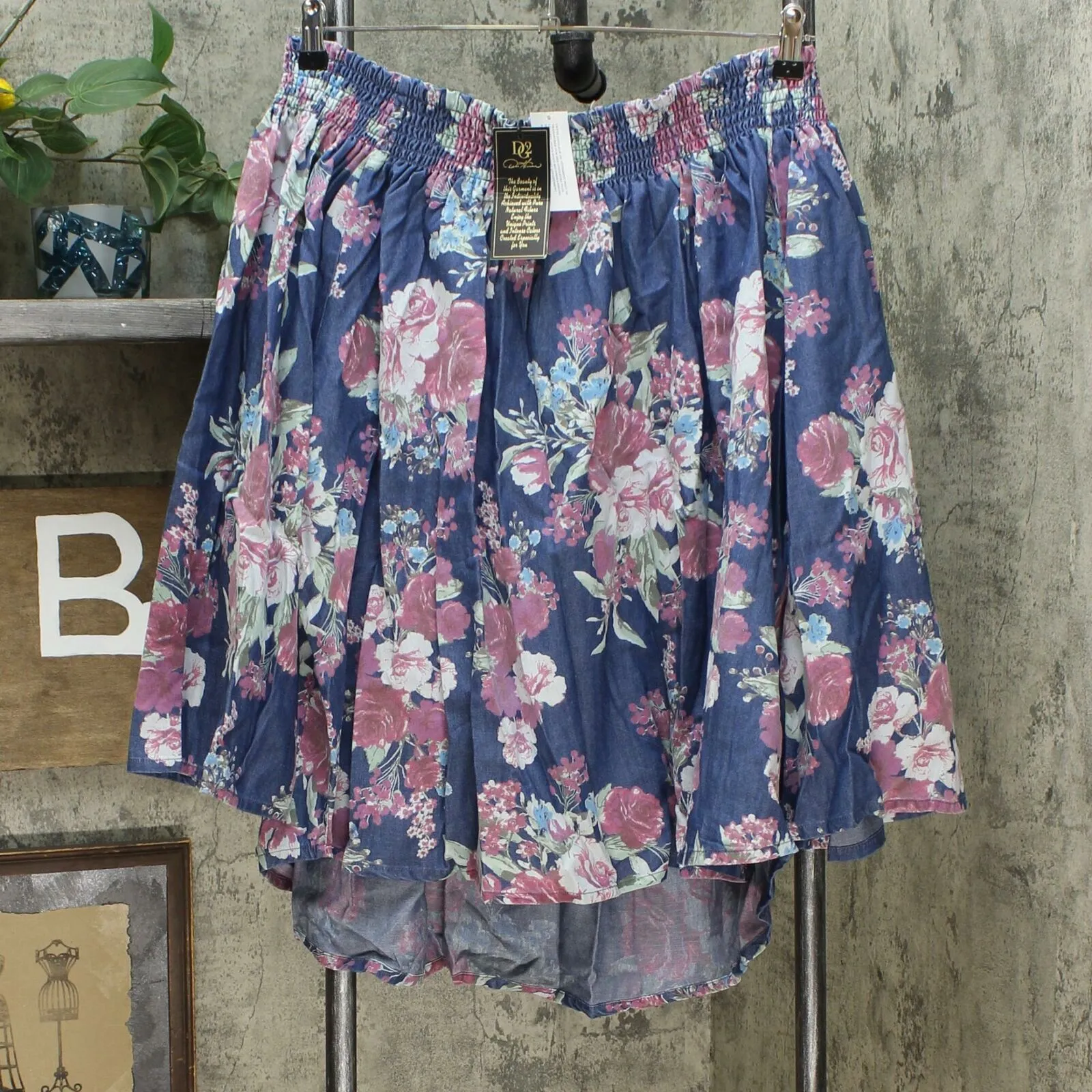 DG2 by Diane Gilman Women's Plus Size Off the Shoulder Floral SoftCell Top