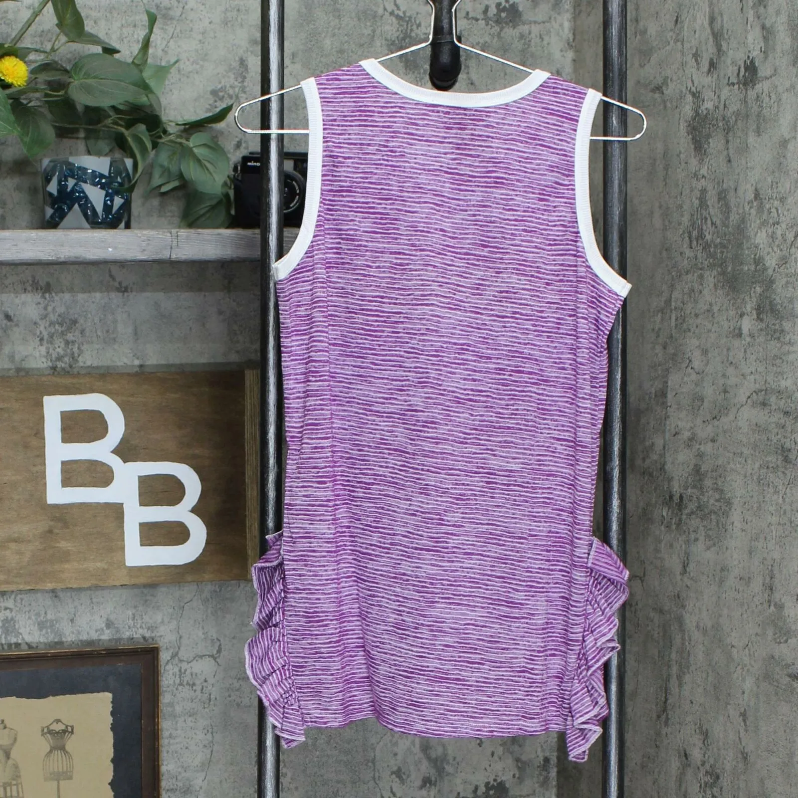DG2 by Diane Gilman Women's Side Ruffle Striped Tank Top