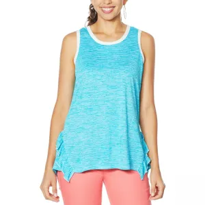 DG2 by Diane Gilman Women's Side Ruffle Striped Tank Top