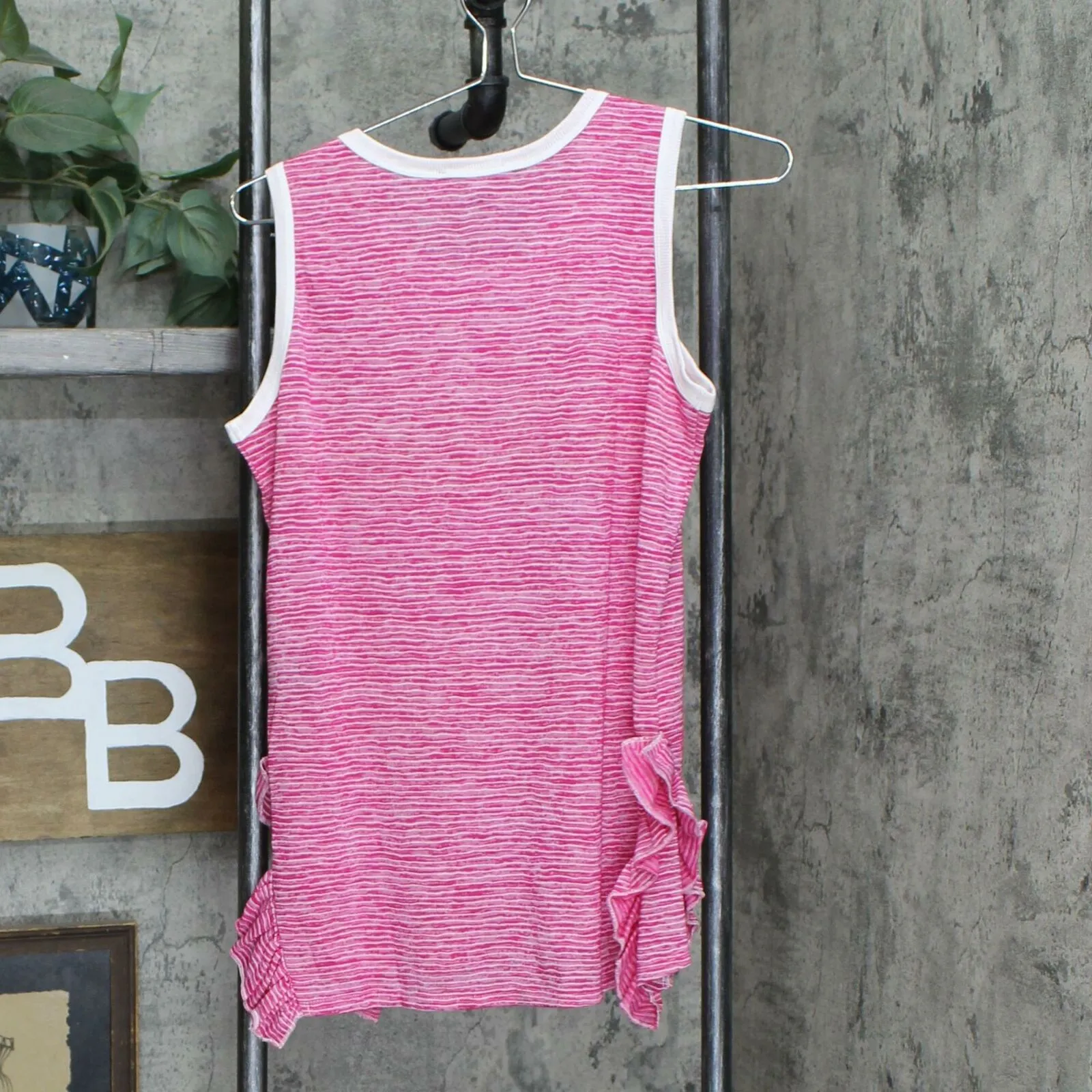DG2 by Diane Gilman Women's Side Ruffle Striped Tank Top