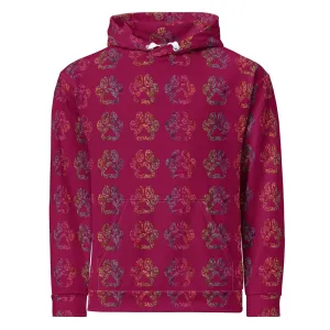 Dog Mom Burgundy Paw Prints Hoodie