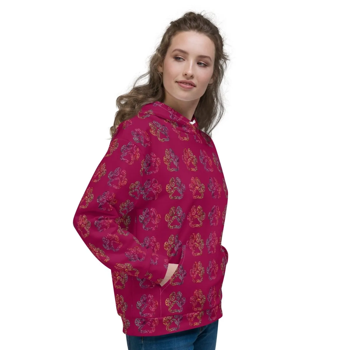 Dog Mom Burgundy Paw Prints Hoodie