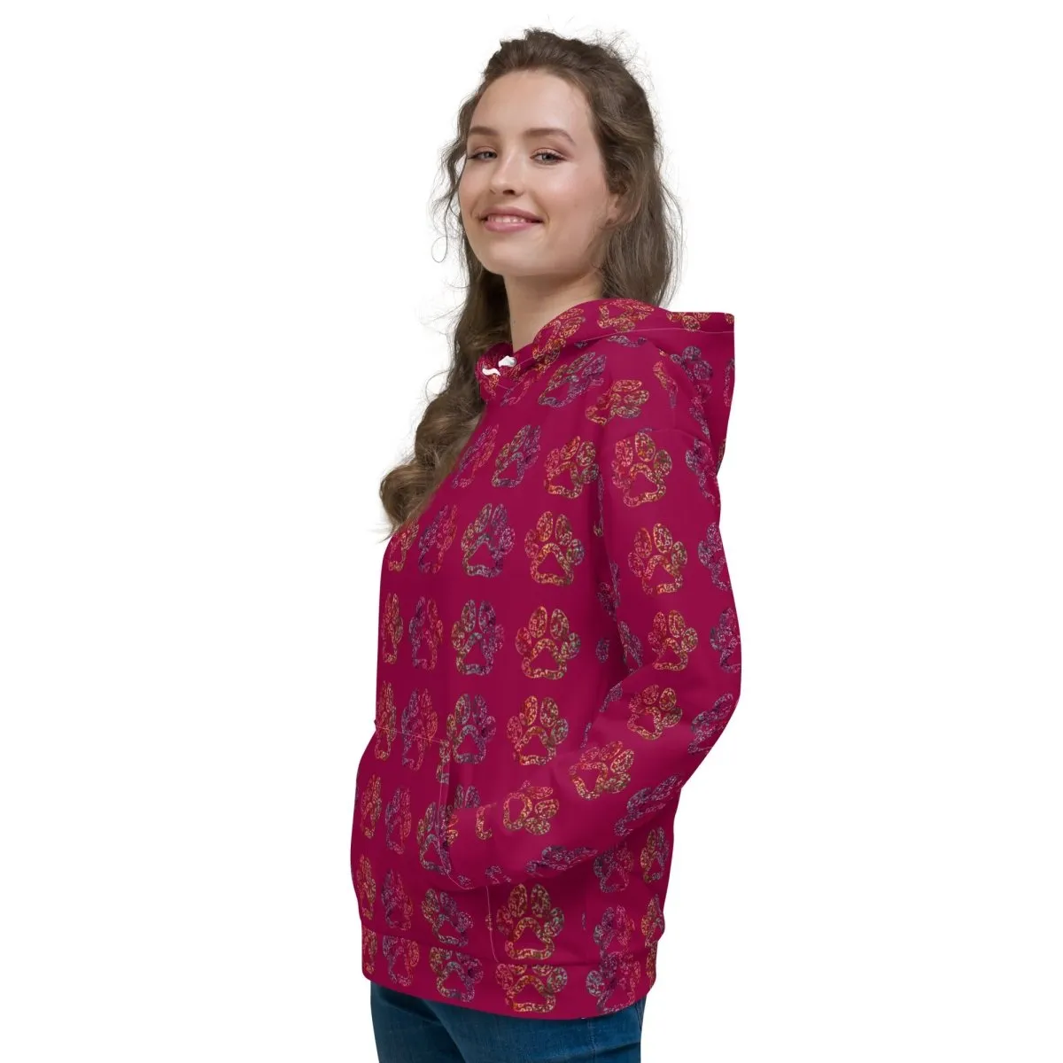 Dog Mom Burgundy Paw Prints Hoodie