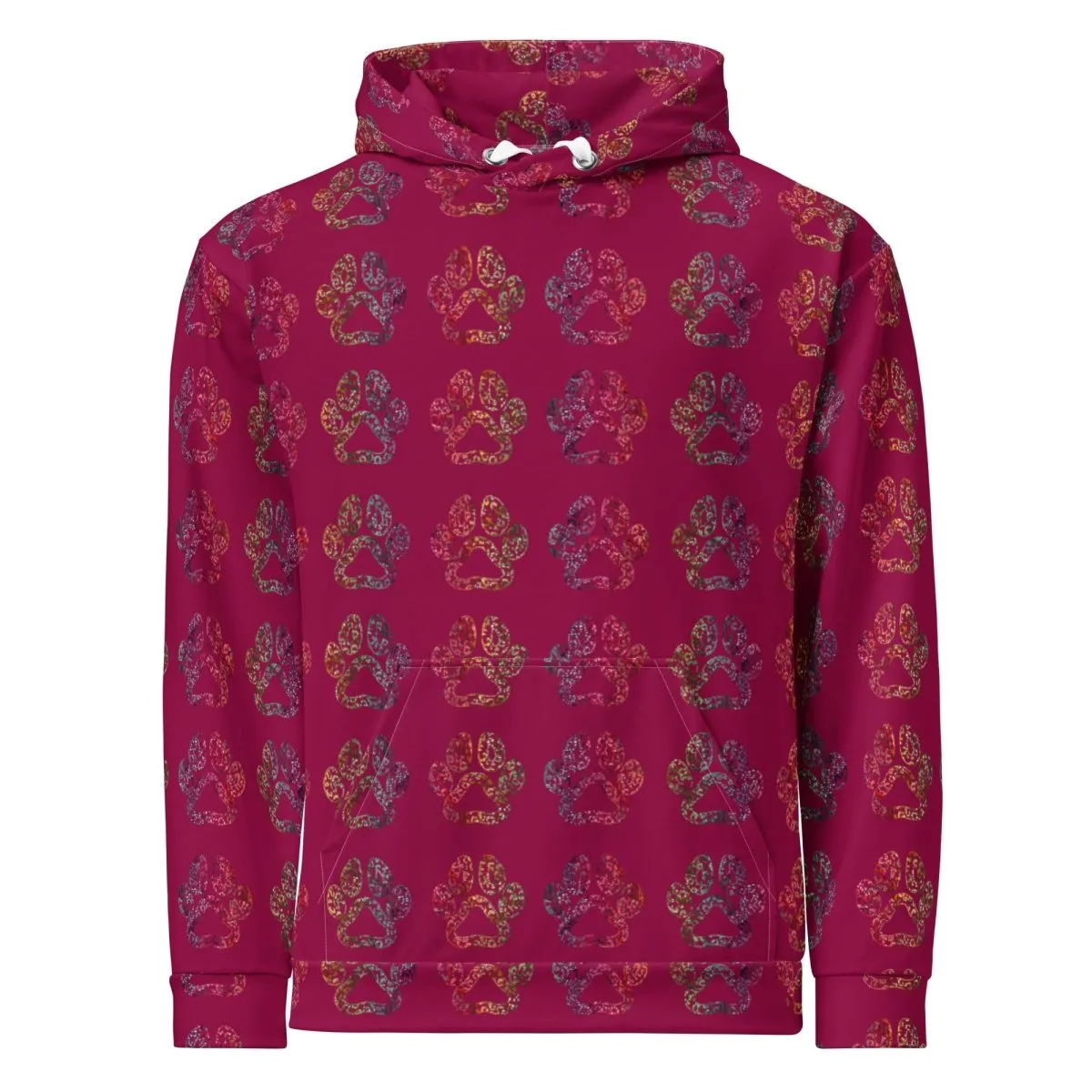 Dog Mom Burgundy Paw Prints Hoodie
