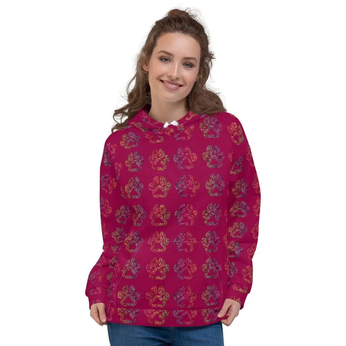 Dog Mom Burgundy Paw Prints Hoodie