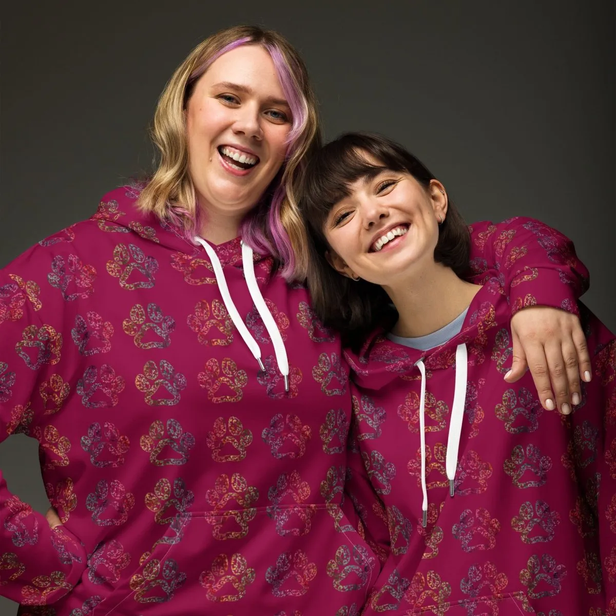 Dog Mom Burgundy Paw Prints Hoodie