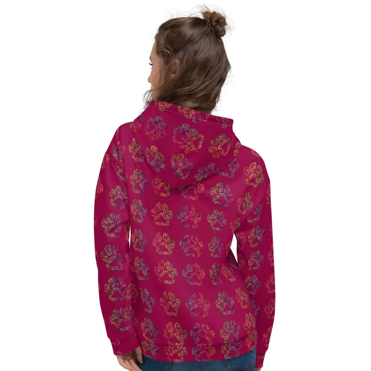 Dog Mom Burgundy Paw Prints Hoodie