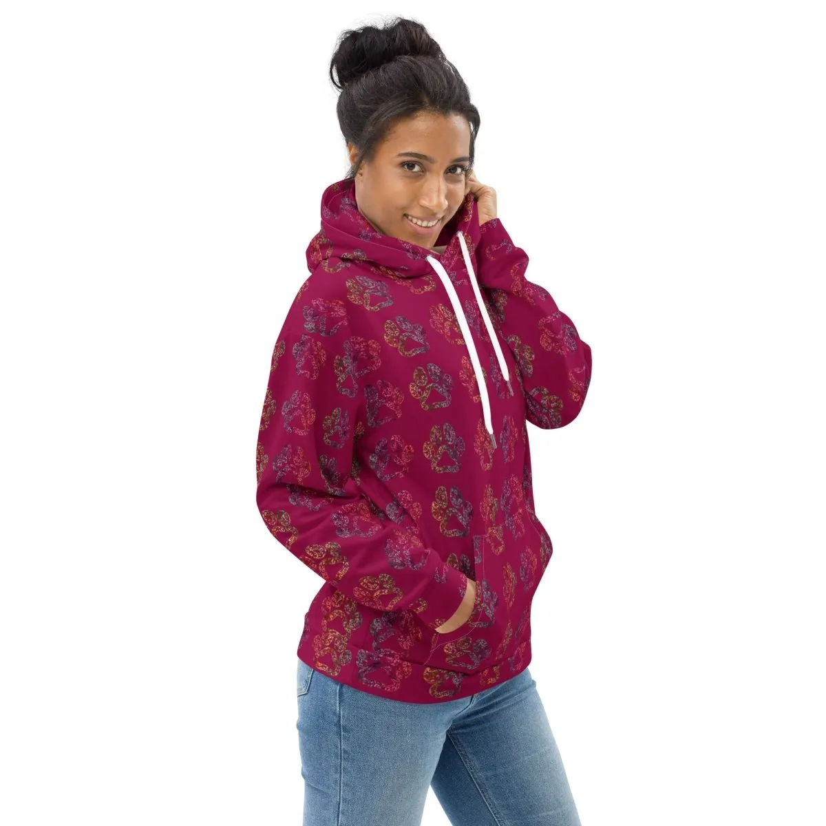 Dog Mom Burgundy Paw Prints Hoodie