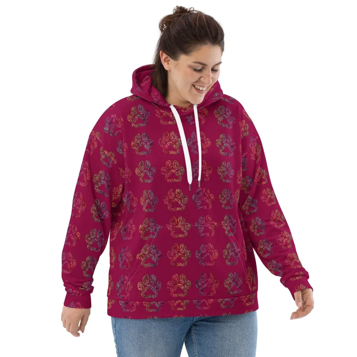Dog Mom Burgundy Paw Prints Hoodie