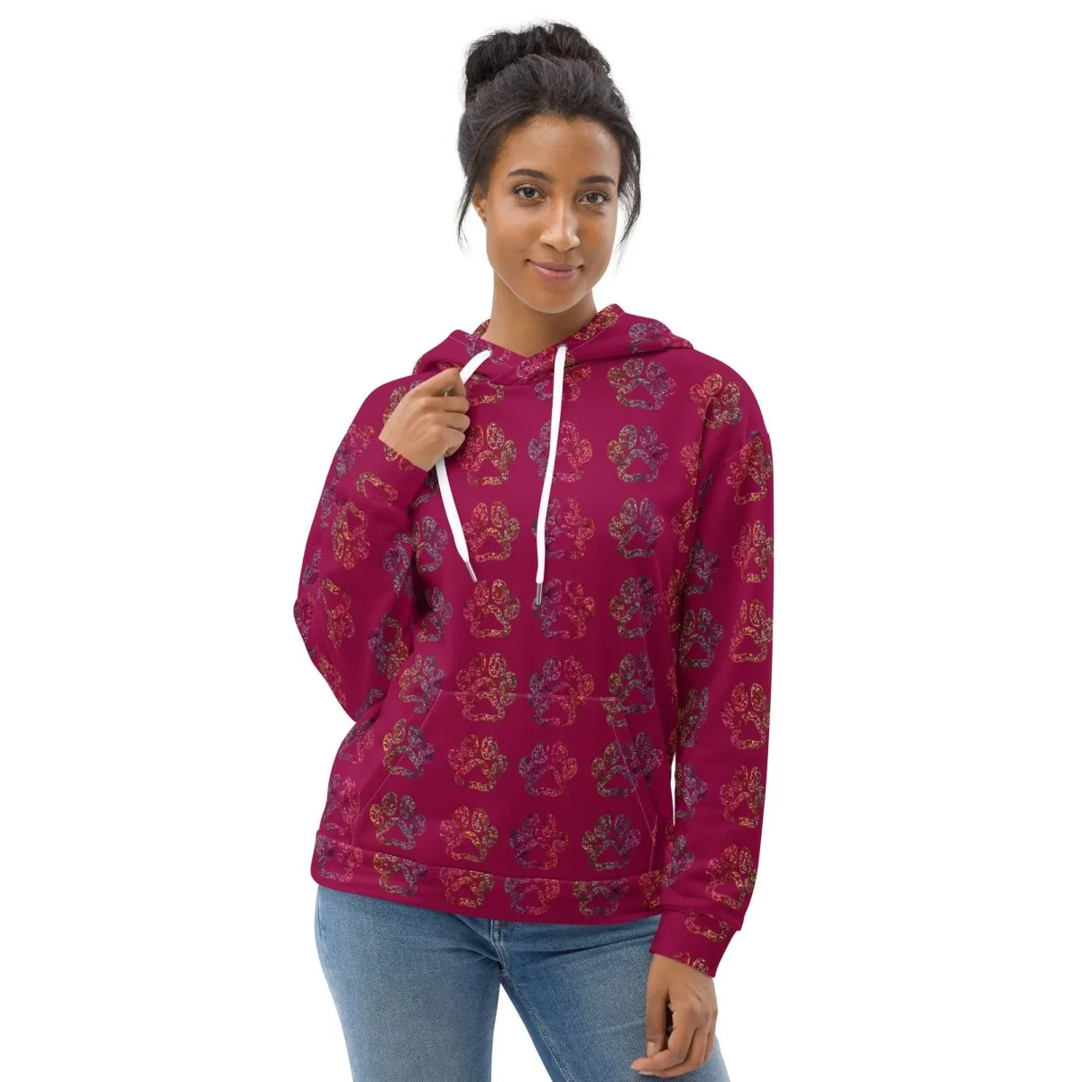 Dog Mom Burgundy Paw Prints Hoodie