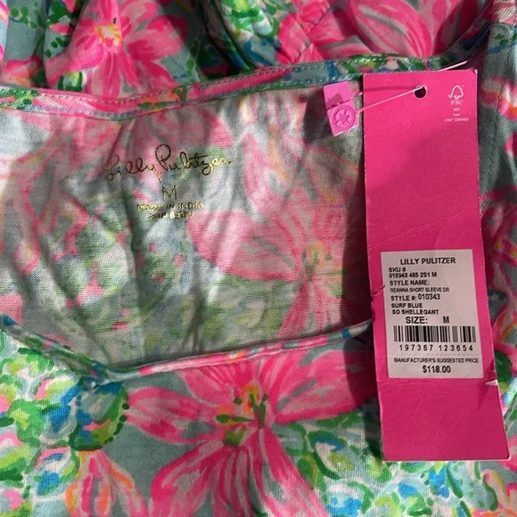EASTER SALE! Lilly Pulitzer 🔥 Geanna Short Sleeve Surf Blue So Shellegant Dress