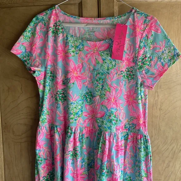 EASTER SALE! Lilly Pulitzer 🔥 Geanna Short Sleeve Surf Blue So Shellegant Dress