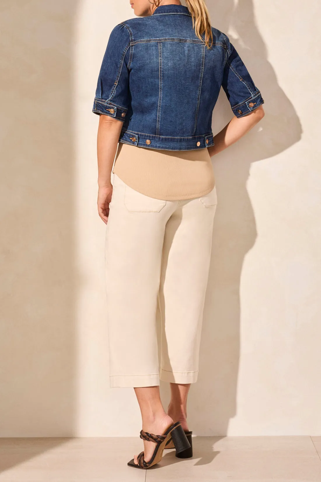 Elbow Sleeve Denim Jacket - Stormy Blue
