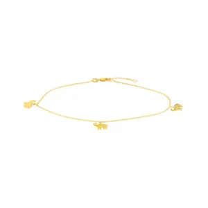 Elephant Trio Adjustable Anklet