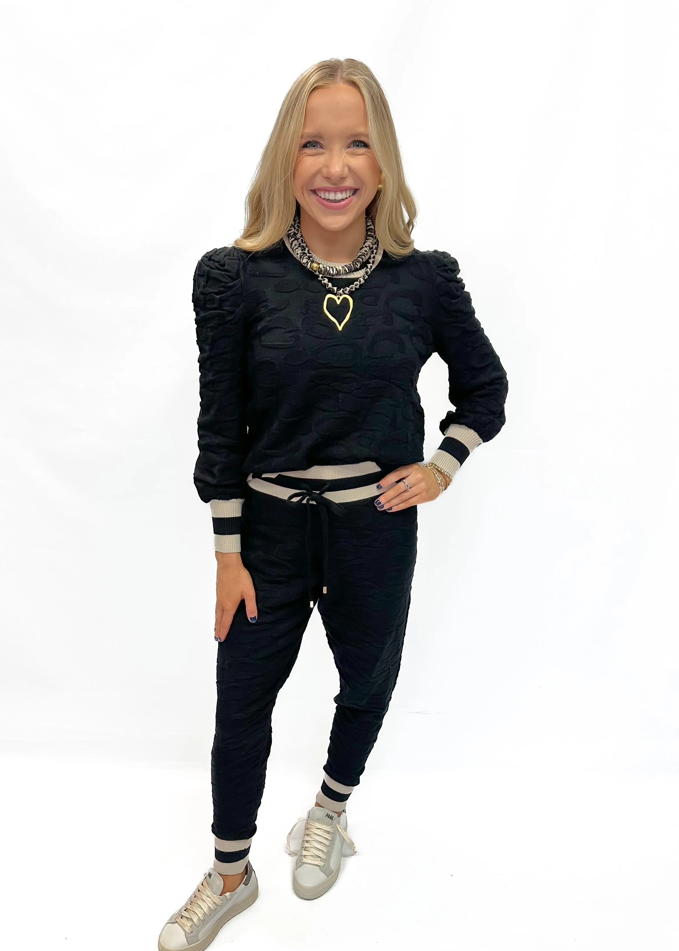 Emily McCarthy Downtown	Jogger - Black Knit Cheetah