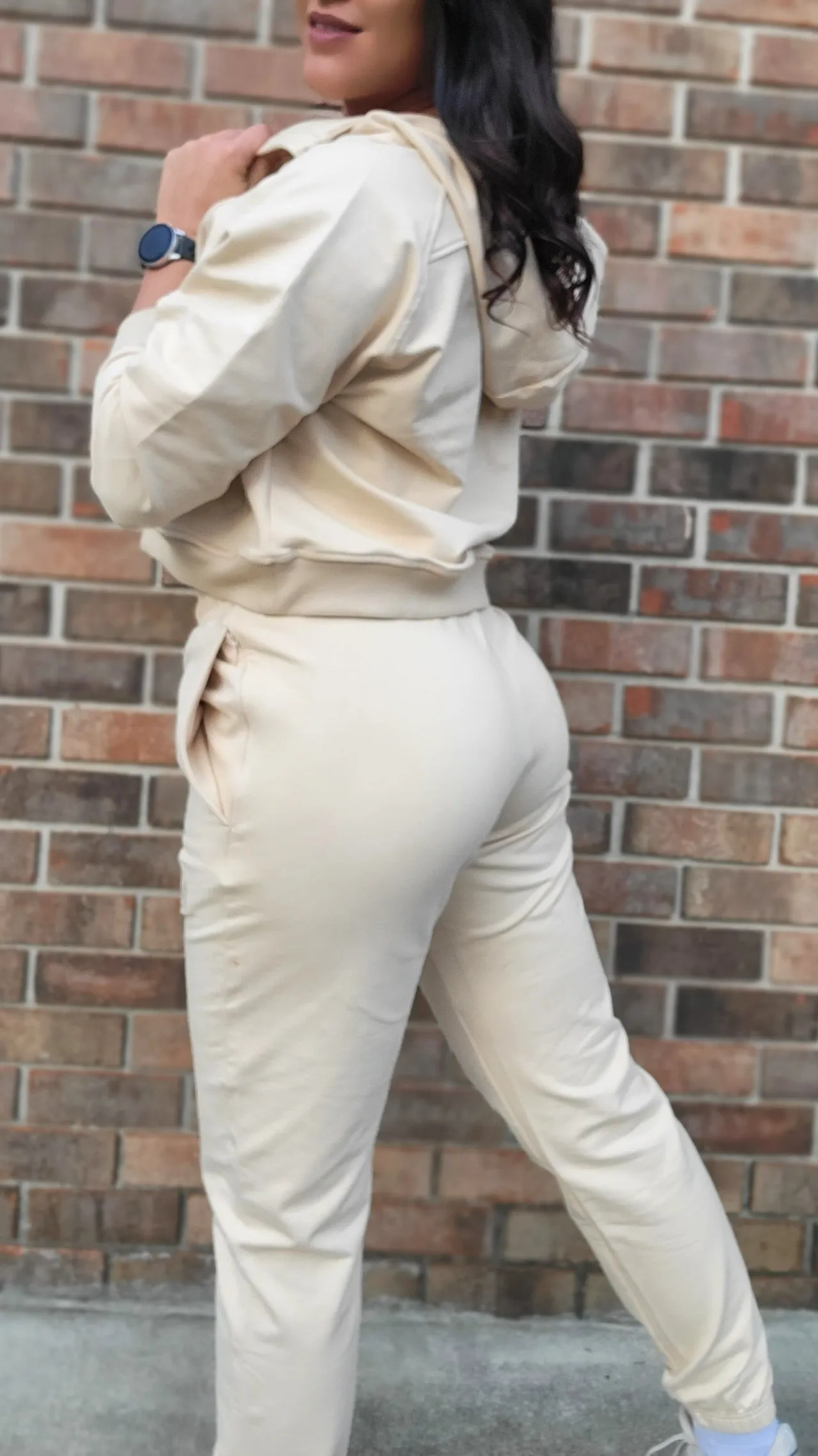 Faith Concealed Pocket Jogger - Cream