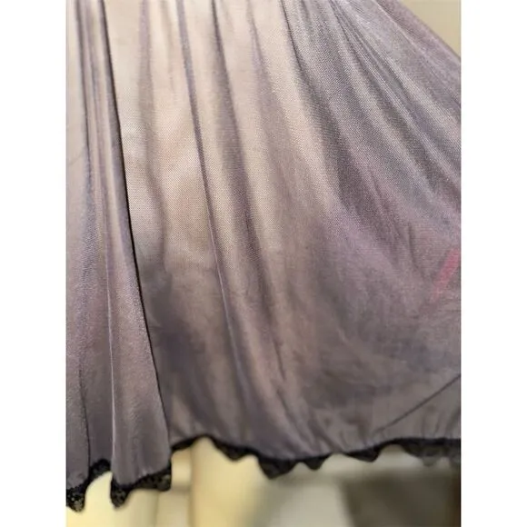 FASCINATIONS Grey sheer Black Floral Lace Babydoll Chemise M/ cup size F