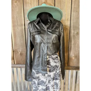 Faux Leather Bodycon Shirt