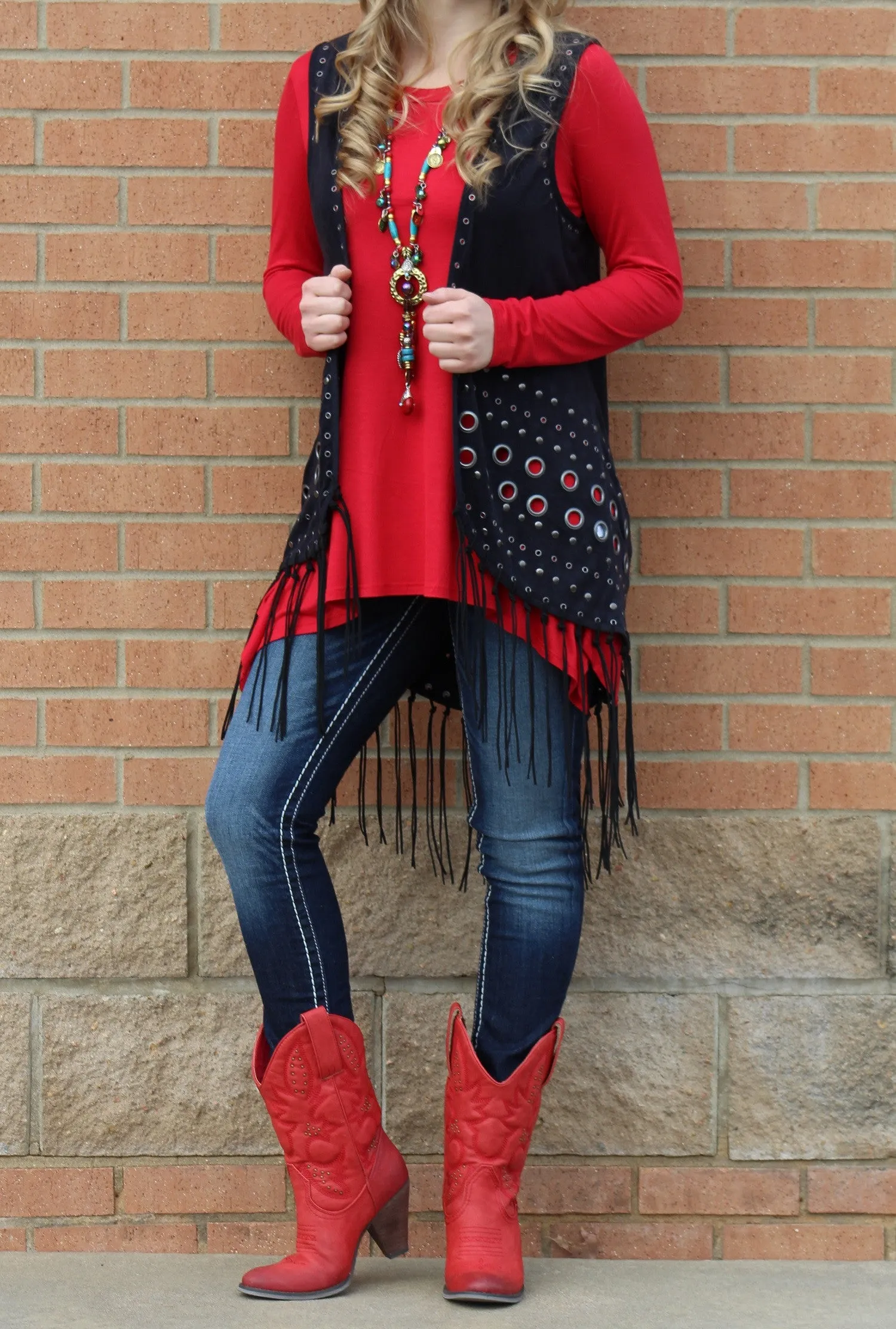 Firmiana | Black Vest with Fringe