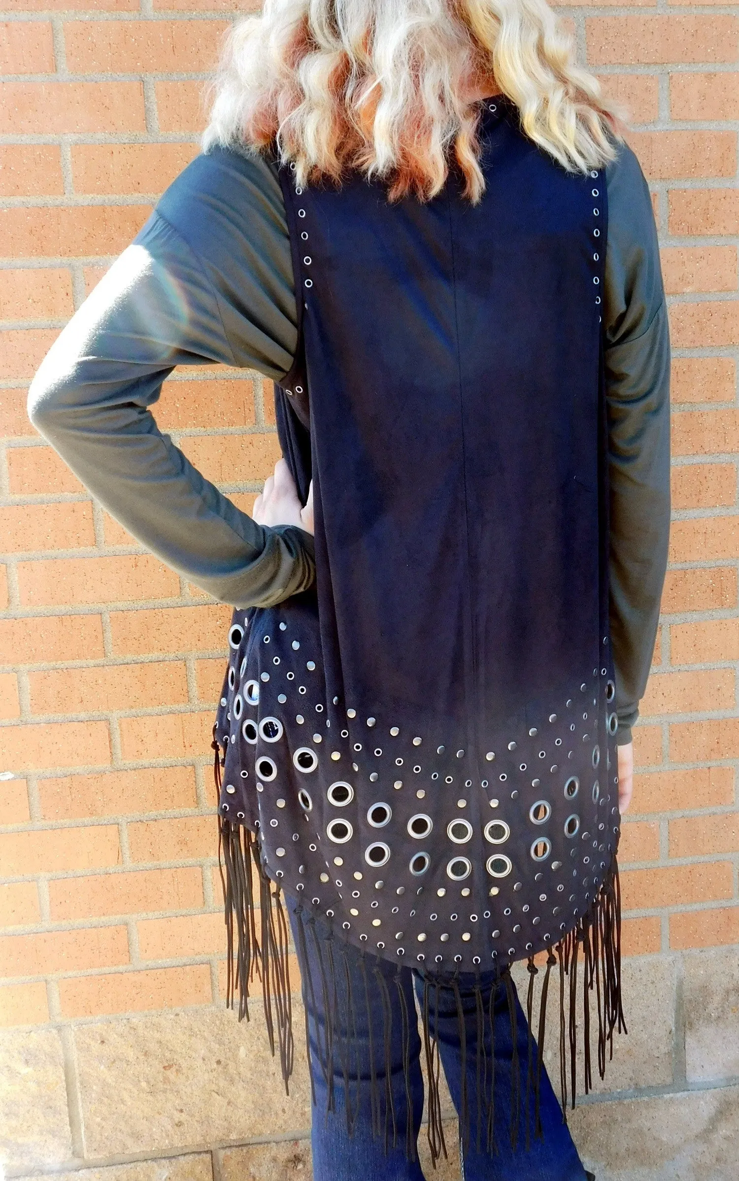 Firmiana | Black Vest with Fringe
