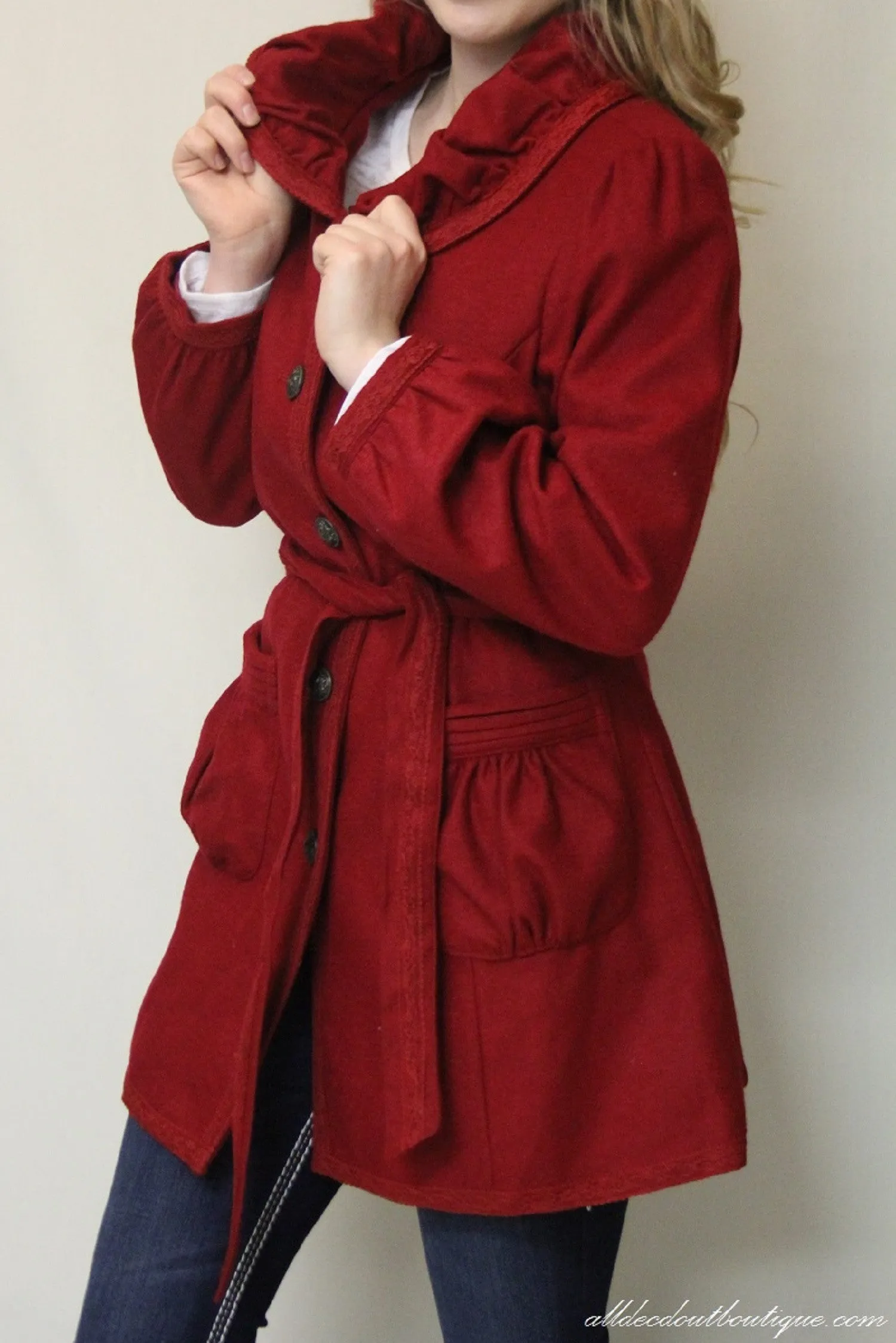 Firmiana | Button Up Coat Red