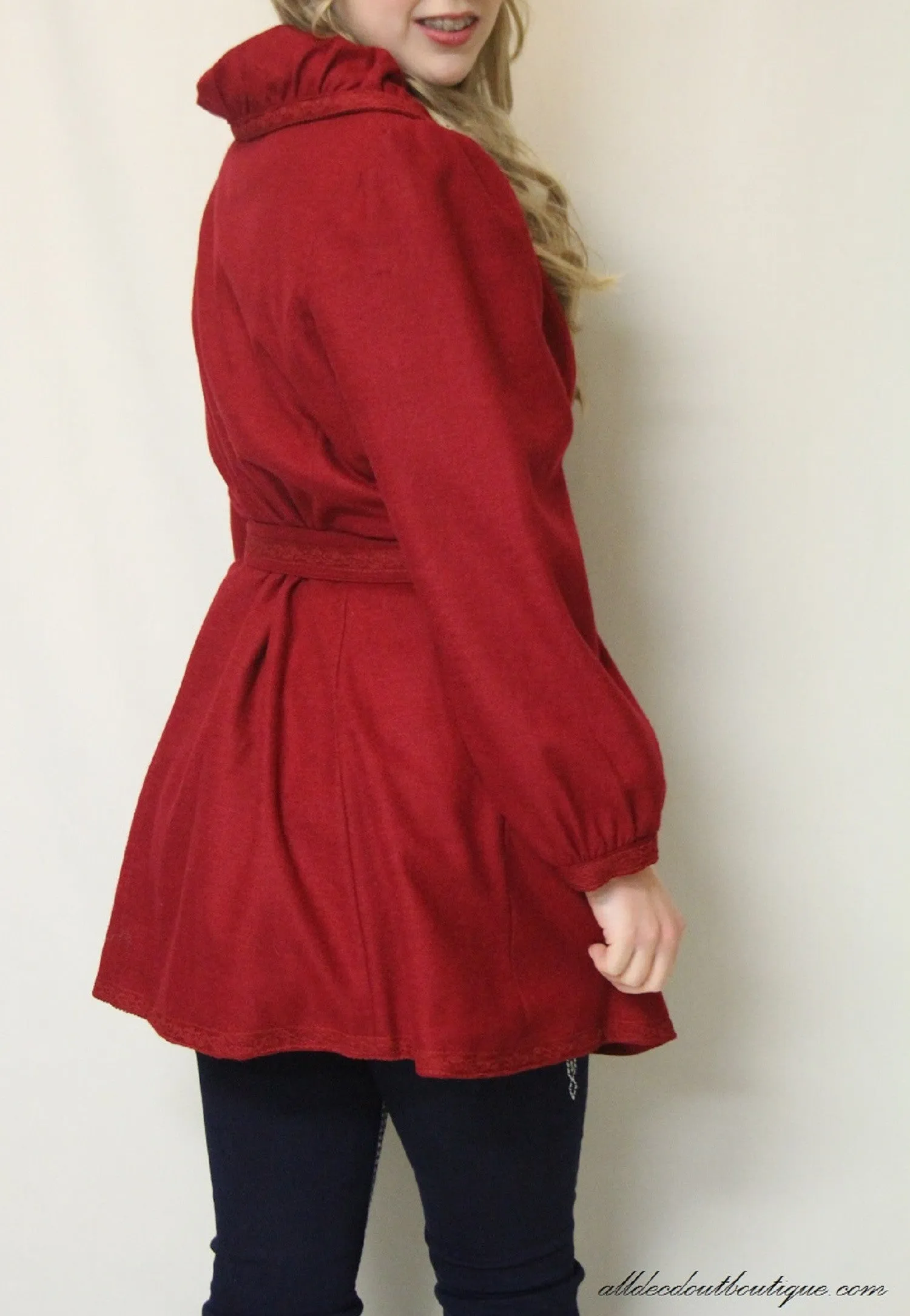 Firmiana | Button Up Coat Red
