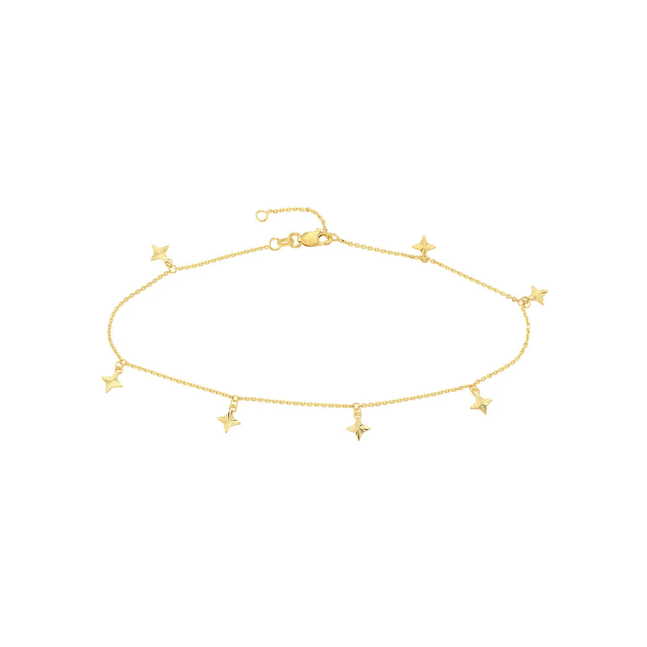 Fluted Star Dangle Adjustable Anklet